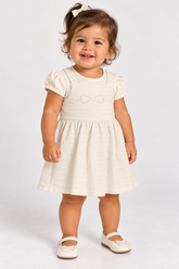 CONJ FEM BL E VESTIDO LINHO LIST BORD OFF WHITE