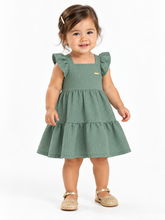 VESTIDO EM ANARRUGA DET LACO COSTAS VERDE