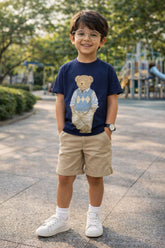 CAMISETA MAS MC SILK FRENTE URSO MARINHO
