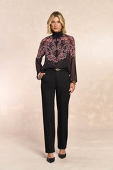 BLUSA FEM ML CHIFFON BRILHO MAQUINETADO PRETO