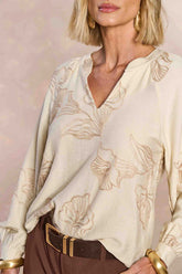 BLUSA FEM ML VISCOSE BORDADA GARDEN NATURAL