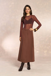 BLUSA FEM DE MANGA LONGA EM TULE CAFE