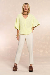 BLUSA FEM MANGA 3/4 PLANO GEOMETRIC FLOW BAUNILHA