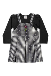 CONJ FEM BL ML E VESTIDO EST XADREZ PRETO