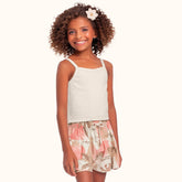 CONJ FEM REG RIB SHORT EST COQ FLORENCE BAUNILHA/EST MARROM
