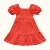 VESTIDO TECIDO BORDADO FLORAL AUGUSTINE VERMELHO