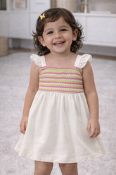 VESTIDO BB ALCA BAB DET FRENTE TRICO MARFIM