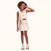 CONJ FEM REG E SHORT SAIA PREGAS C LACOS BAUNILHA