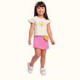 CONJ FEM BL LIMAO SHORT SAIA BOLSO ZIPER BAUNILHA/ROSA