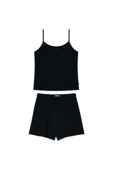 PIJAMA FEM REG E SHORT MALHA DE VISCOSE PRETO