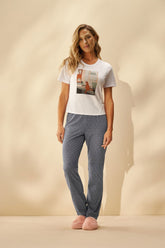 PIJAMA FEM BLGATO E CALCA ESTAMPADA BRANCO