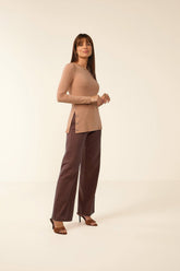 BLUSA FEM ML CANEL VISC ALONG DET BOTOES KHAKI