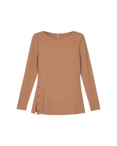 BLUSA FEM ML CANEL VISC ALONG DET BOTOES KHAKI