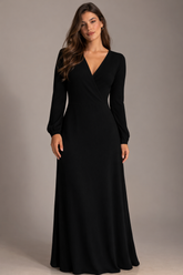 VESTIDO ML LONGO EM VISCOSE PRETO