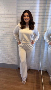 CONJ FEM BLUSAO E CALCA MLT LINHO FELP OFF WHITE