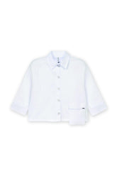 CAMISA FEM MG 3/4 TRICOL DET BOLSO LAT BRANCO