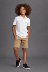 POLO CKJ KIDS MAS MC LOGO CK BORDADO BRANCO