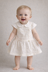 VESTIDO BABY TRICOLINE LISTRADA AMARELO CLARO