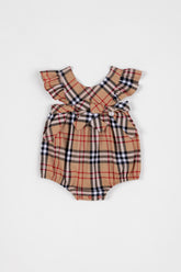 ROMPER FEM BABY FOFINHO TRICOL XADREZ CAMELO