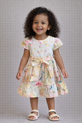 VESTIDO TRICOLINE ESTAMPADA C CINTO MULTICOLORIDO