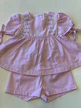 CONJ FEM BATA BORD E SHORT TRICOL LIST ROSA CLARO