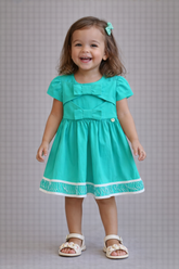 VESTIDO TRICOLINE C DET LACOS FRENTE VERDE TURQUESA