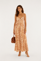 VESTIDO LONGO ALCA ESPADA SAO JORGE FARM PESSEGO/MARROM