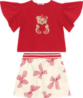 CONJ FEM BL URSA STRASS SHORT SAIA LACO VERMELHO/OFF