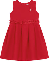 VESTIDO JACQUARD MAQUINETADO ROSAS CINT VERMELHO