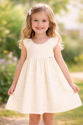 VESTIDO DET MANGA COTTON PLUMETIS OFF WHITE