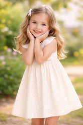 VESTIDO DET MANGA COTTON PLUMETIS OFF WHITE