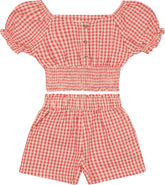 CONJ FEM BL E SHORTS ANARRUGA XADREZ COROA IMPERIAL