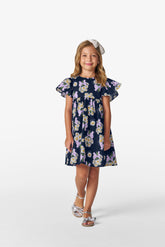 VESTIDO MC BORB POPELINE FLOWER GARDEN MARINHO