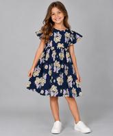 VESTIDO MC BORB POPELINE FLOWER GARDEN MARINHO