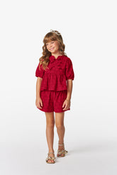 CONJ FEM BATA E SHORT LAISE CORACOES VERMELHO