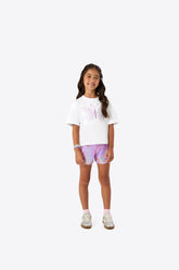 CONJ FEM BL BORB GLIT STRAS SHORT BRILHO BRANCO/LILAS
