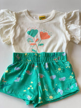 CONJ FEM BL FREE FLORES GLIT E SHORT EST OFF WHITE/VERDE