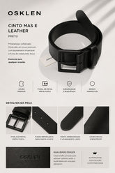 CINTO MAS E LEATHER OSKLEN PRETO