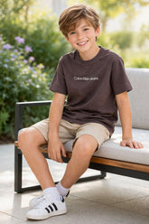 CAMISETA CKJ KIDS MC LOGO CENTRALIZADO MARROM