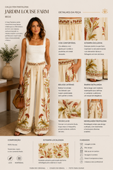 CALCA FEM PANTALONA JARDIM LOUISE FARM BEGE