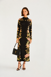 VESTIDO MIDI JAMILE FARM PRETO