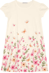 VESTIDO EST FLORES E BORBOLETAS STRASS OFF WHITE