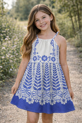 VESTIDO ESPLENDOR TROPICAL FARM FUTURE BRANCO/AZUL