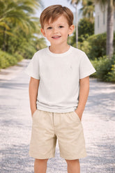 CAMISETA MAS MC ARAMIS INF TEXTURA MARFIM