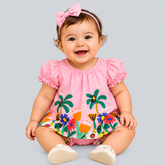 VESTIDO E CALCINHA JARDIM NOTURNO MINI ROSA