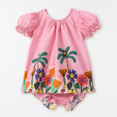 VESTIDO E CALCINHA JARDIM NOTURNO MINI ROSA