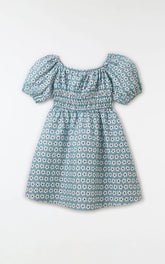 VESTIDO LISTRA FLOR FABULA AZUL CLARO