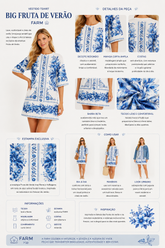 VESTIDO TSHIRT BIG FRUTA DE VERAO FARM BRANCO/AZUL