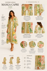 VESTIDO LONGO MANGA CAPRI FARM BEGE
