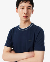 CAMISETA MAS MC DET GOLA E LOGO LACOSTE MARINHO 166